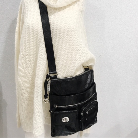 ‼️SOLD‼️ Brighton Black Glazed Snake Crossbody Bag - Picture 3 of 8